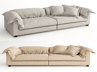 Modern double sofa multiplayer sofa 3d model