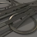Modern Complex Multi Level Highway Interchange With Loop Ramps And Concrete Structure 3d model