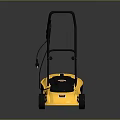 Yellow Lawn Mower With Black Handle And Wheels For Grass Plant Care In Garden