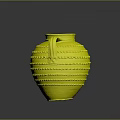 Handcrafted Green Clay Vase With Two Handles And Ribbed Surface Design