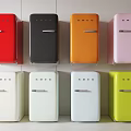 Vintage Small Retro Style Refrigerators With Red Black Orange Pink White Light Gray Yellow Colors