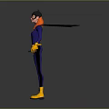 Colorful Female Action Figure Toy With Blue Bodysuit Yellow Gloves Boots And Orange Hair