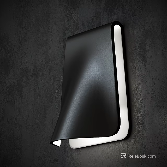 Modern Black Wall Light With White Edge Lighting On Dark Concrete Wall 3d model