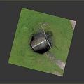 Detailed Wooden Windmill Model With Rotating Blades On Green Grass Base And Pathway