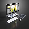 Desktop Computer Setup With Monitor Keyboard Mouse And Graphics Tablet Displaying Screen Content 3d model