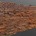 Vintage Rustic Red Brick Wall With Weathered Texture And Distressed Bricks 3d model