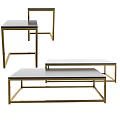Elegant Modern Coffee Tables With Gold Metal Frame And Marble Top