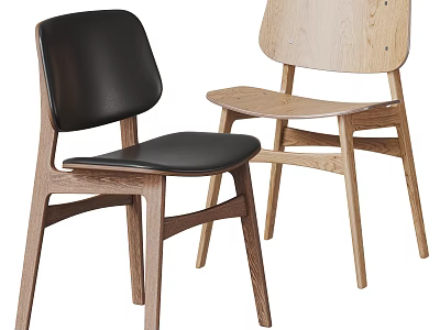 Modern Minimalist Dining Chairs With Wooden Frames Leather And Light Colored Seats 3d model