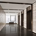 Modern Elevator Lobby With Textured Walls Polished Floor And Windows 3d model