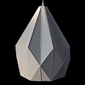 Geometric Chandelier with Transparent Glass Panels and Metal Frame Modern Design Reflective Light Effect