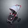 Stylish Baby Stroller With Gray Canopy Red Handle Comfortable Seat And Smooth Wheels
