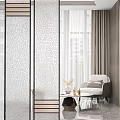 Elegant Modern Glass Room Dividers With Geometric Patterns And Interior Decor 3d model