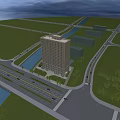 Modern High Rise Office Building Exterior With Glass Windows And Surrounding Trees