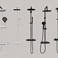 White And Black Shower Systems With Various Designs And Handheld Overhead Combinations 3d model