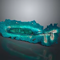 Turquoise Decorative Watercraft With Textured Boat Shaped Design And Shiny Surface
