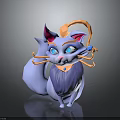 Cute Purple Cat 3D Model With Pink Ears Blue Eyes And Orange Decorative Horns