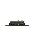 Vintage Green and Yellow Miniature Model Train on Detailed Railroad Tracks