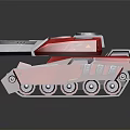 Modern Red Armored Military Tank With Large Cannon Tracks And Turret Design