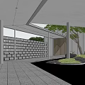 Modern Sales Office Building With Unique Roof Design Surrounded by Greenery and High-Rise Buildings