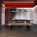 Elegant Modern Chinese Clubhouse Interior With Corridor Lighting Decorative Paintings And Stone Flooring