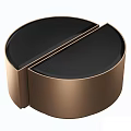 Modern Round Coffee Table With Black Top And Copper Divider Frame 3d model