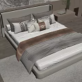 Modern Double Bed With Upholstered Headboard Decorative Pillows And Soft Bedspread 3d model