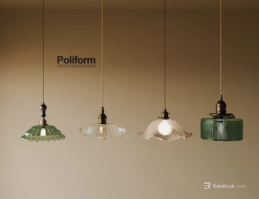 Poliform Decorative Pendant Lights with Diverse Glass Shades and Unique Styles 3d model 