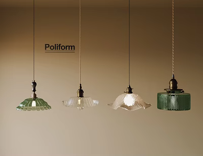 Poliform Decorative Pendant Lights with Diverse Glass Shades and Unique Styles 3d model