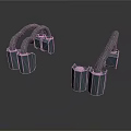 Pair of Black Metal Industrial Devices With Curved Handles And Solid Construction