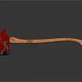 Worn Red Axe With Wooden Handle On Gray Background And Reflection