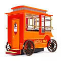Orange Emma Jan Vintage Functional Vehicle With Flat Roof Transparent Windows And Spoked Wheels