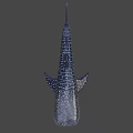 Spotted Black and White Whale Shark Game and Movie Character Marine Creature Design