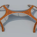 Modern Road Overpass Structure With Curved Orange Design And Support Frames 3d model