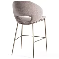 Modern Light Gray And Beige Bar Stools With Pleated Backrests And Metal Legs