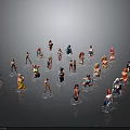 Children Toy Figures In Colorful Styles And Different Poses On Display Background
