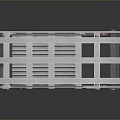 Gray Industrial Storage Equipment With Metal Grid Door Red Warning Stripes And Base Supports