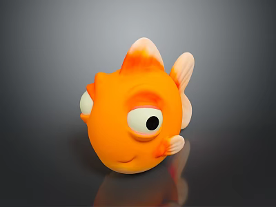 Cute Orange Cartoon Fish With Big Eyes And Shiny 3D Model Appearance 3d model