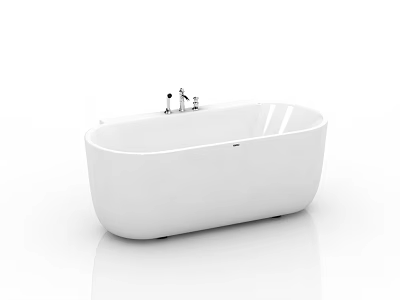 Modern Freestanding White Bathtub with Chrome Faucet in Sleek Elegant Design 3d model