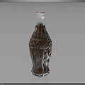 Glass Beverage Bottle With Dark Liquid White Cap And Patterned Body On Black Background