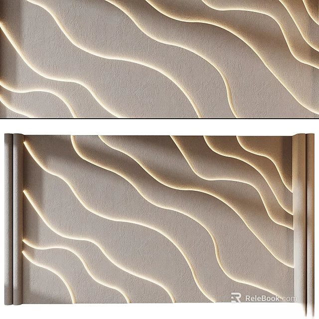 Smooth Wavy Wall Surface With Built In Lighting For Contemporary Interior Design 3d model 