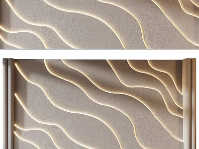 Smooth Wavy Wall Surface With Built In Lighting For Contemporary Interior Design 3d model