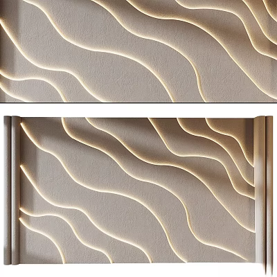Smooth Wavy Wall Surface With Built In Lighting For Contemporary Interior Design 3d model