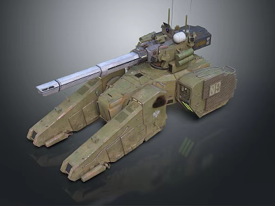 Tactical Green Military Vehicle With Long Gun Barrel Antenna And Armored Structure 3d model