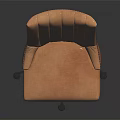 Brown Leather Office Chair With Armrests Vertical Striped Backrest And Metal Wheel Base
