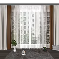 Modern Sheer And Linen Curtains For Living Room Window With Green Plants And Carpet