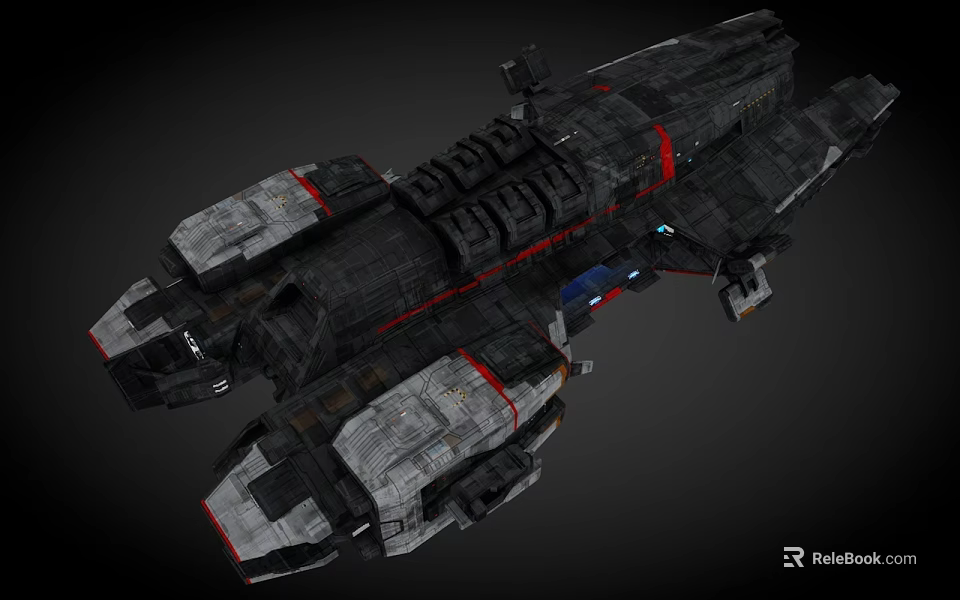 Futuristic Interstellar Spacecraft With Complex Hull Structure And Engine Modules 3d model 