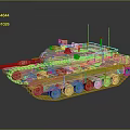 Modern Sand Colored Main Battle Tank With Cannon Tracks Turret Equipment On Reflective Surface