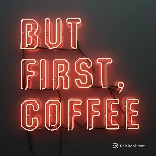 Neon Decorative Light Featuring BUT FIRST COFFEE Phrase for Home Bar Wall Decoration 3d model 