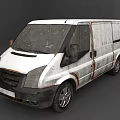 White Rusty Van With Worn Exterior Old Design Side Doors And Front Grille