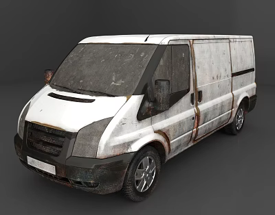 Modern truck scrapped van 3d model Modern truck scrapped van 3d model